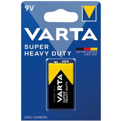 Varta – Pile 9V à usage unique – Technologie zinc-carbone – Performance fiable pour dispositifs 9V – Durée de conservation 3 ans