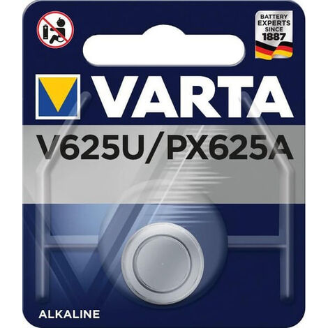 Varta pile bouton micro alcaline v625u 1,5v blister 1 unité ø16,0x6,2mm