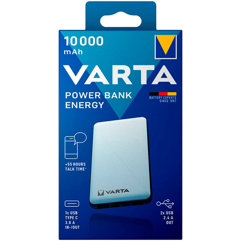 

Power bank energy 10.000ma 100/240v 73x15x138mm - Varta