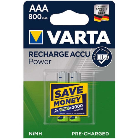 Varta recharge accu power piles aaa 800 mah 2 pieces sous blister telephone dect