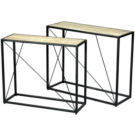 VARUA - Lot de 2 Consoles Gigognes en Manguier Massif