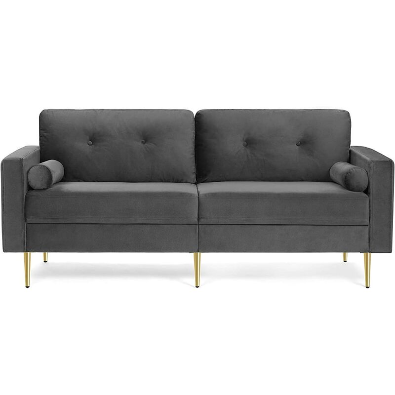 Songmics - VASAGLE 3-Sitzer Sofa, Couch für Wohnzimmer, Bezug aus Samt, für Wohnungen, kleinen Raum, Holzgestell, Metallbeine, einfacher Aufbau,