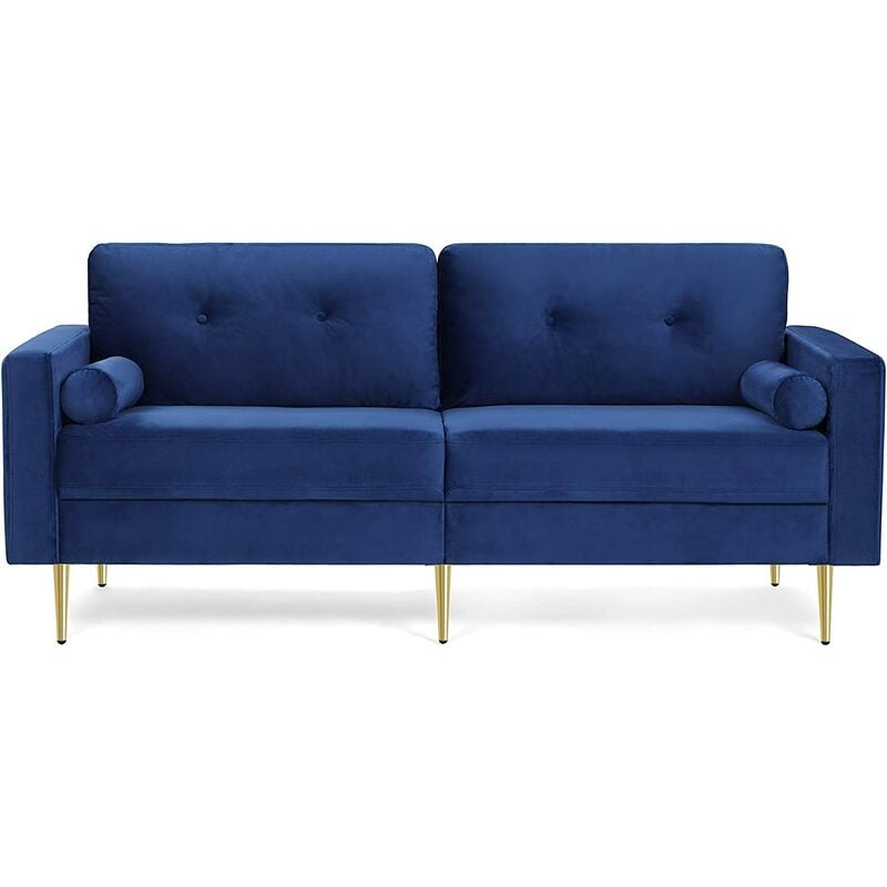 VASAGLE 3-Sitzer Sofa, Couch für Wohnzimmer, Bezug aus Samt, für Wohnungen, kleinen Raum, Holzgestell, Metallbeine, einfacher Aufbau, modernes