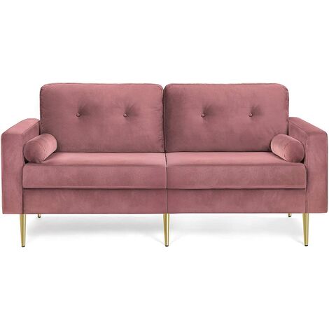 Vasagle 3 Sitzer Sofa Couch Fur Wohnzimmer Bezug Aus Samt Fur Wohnungen Kleinen Raum Holzgestell Metallbeine Einfacher Aufbau Modernes Design 190 X X 84 Cm Rosa By Songmics Lcs001p01