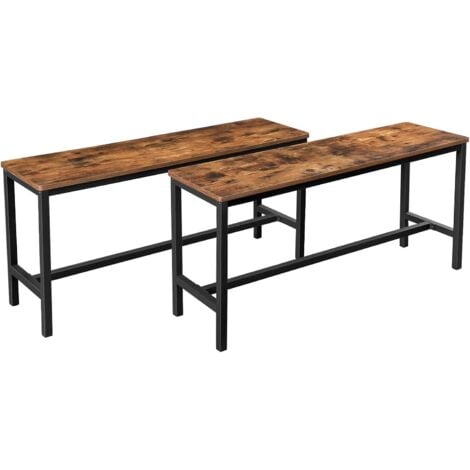 VASAGLE ALINRU Bancos de Mesa, Juego de 2, Bancos Interiores Estilo Industrial, 108 x 32,5 x 50 cm, Estructura Metálica Duradera, para Cocina, Comedor, Sala de Estar, Marrón Rústico por SONGMICS