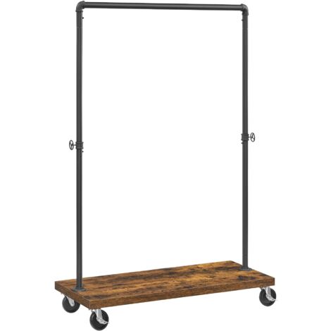 VASAGLE - Appendiabiti su ruote, portata fino a 90 kg, asta appendiabiti con ruote bloccabili, design industriale, per soggiorno, corridoio, colore: marrone vintage-nero, HSR65BXV1
