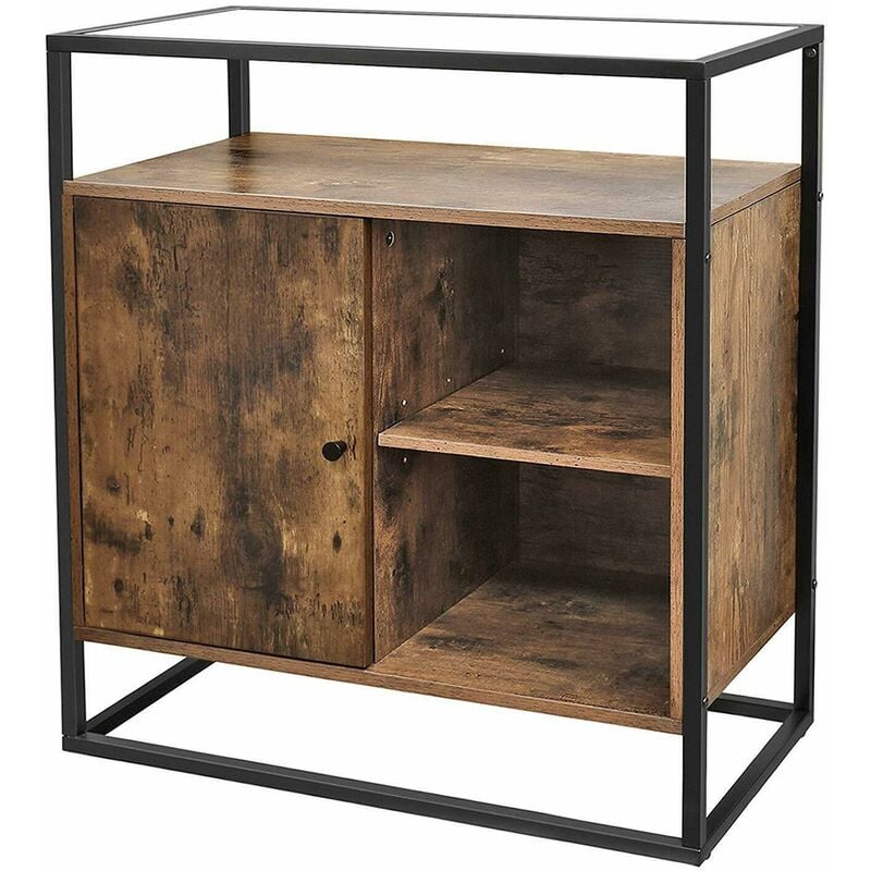 

Songmics - VASAGLE Armario de Pie, Armario de Almacenamiento del Comedor, Mesa de Consola con Tapa de Vidrio Templado, para Salón, Vestíbulo, Montaje