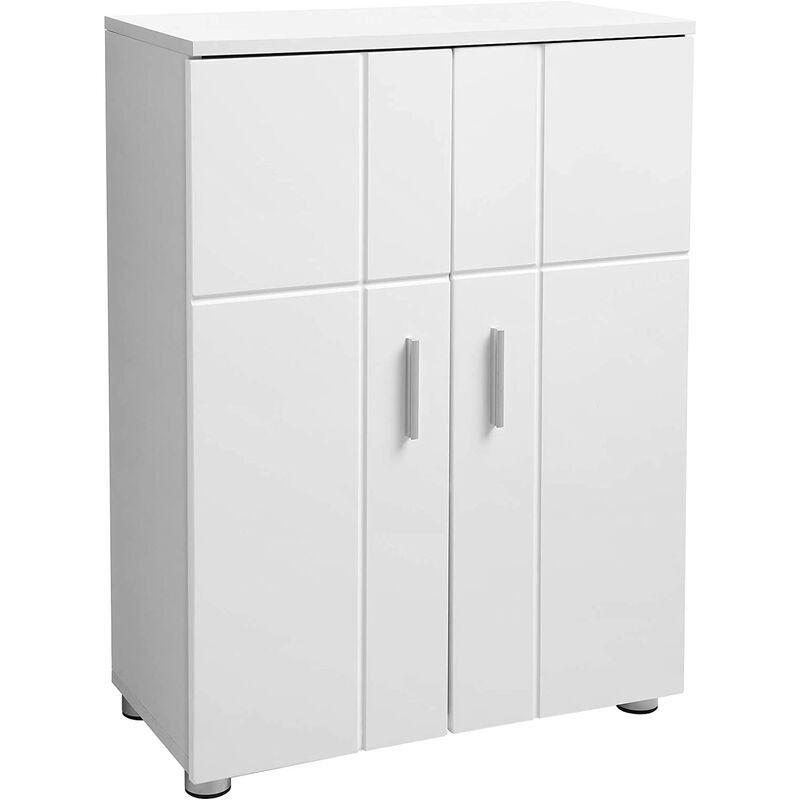 

VASAGLE Armario de Suelo de Baño, Almacenamiento de Puerta Doble con Estantes Ajustables, Bisagras de Tope, Pies Ajustables, en la Entrada, 60 x 30 x