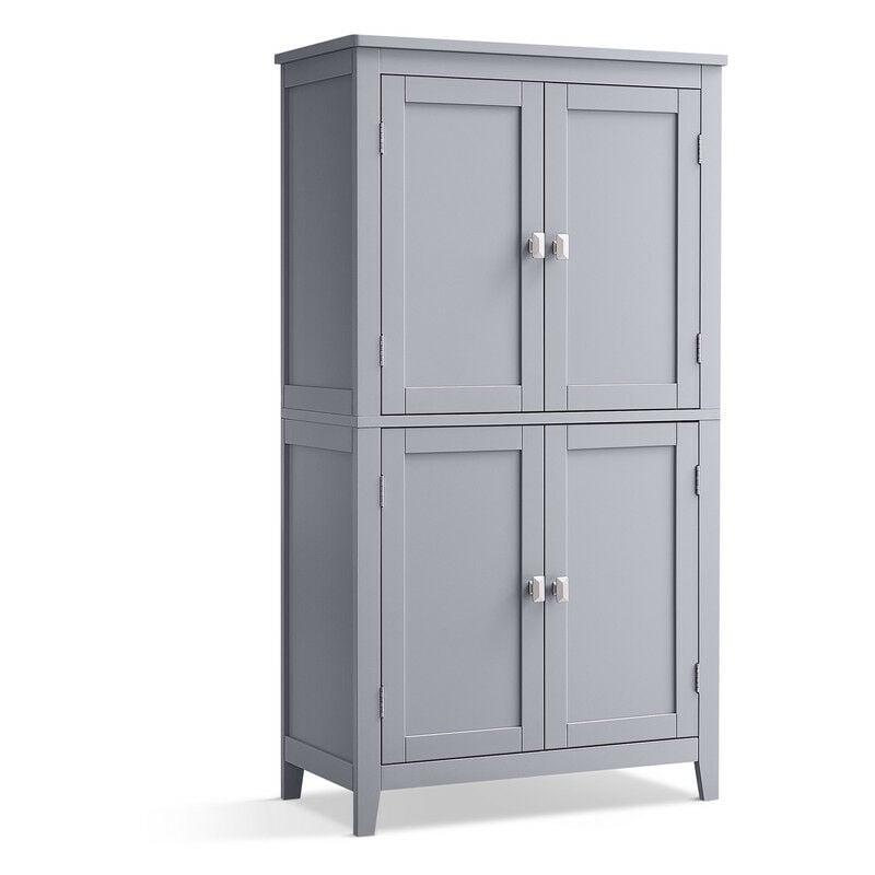 vasagle - armoire de salle de bain, meuble de rangement, placard de cuisine avec 4 portes, étagères réglables, 30 x 60 x 110 cm, gris mystique