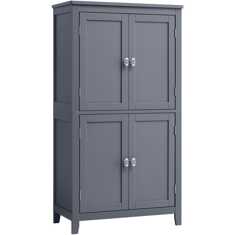 vasagle - armoire de salle de bain, meuble de rangement, placard de cuisine avec 4 portes, étagères réglables, 30 x 60 x 110 cm, gris ardoise
