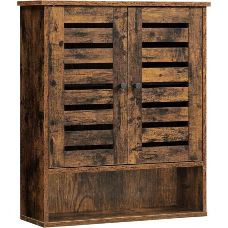 Vasagle – Armoire murale de salle de bain 60 x 20 x 70 cm – Compartiment ouvert – Étagère intérieure réglable – Marron rustique – Panneau d’aggloméré