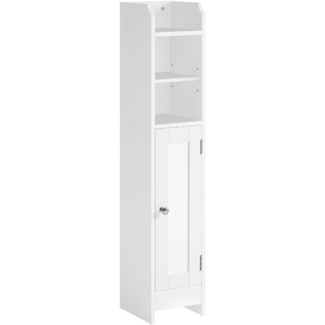 Vasagle – Armoire murale de salle de bain étroite 20 x 18 x 92 cm – Étagères réglables 3,2 cm – Panneau MDF robuste – Kit anti-basculement inclus