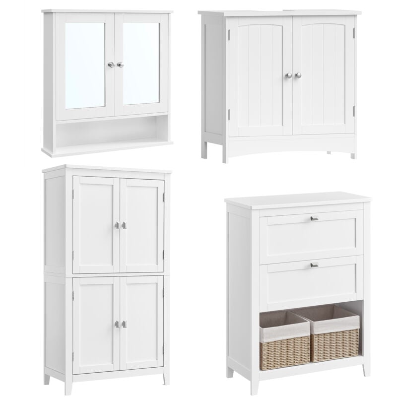 Armoire Murale, Meuble de Salle de Bain, Meuble sous Lavabo, Meuble de Toilettes, Ensemble de 4, avec Étagères, Beaucoup de Rangement, 30 x 60 x 60