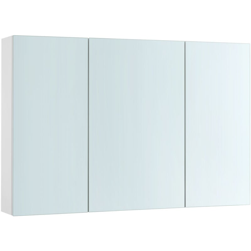 Songmics - vasagle Armoire Murale Salle de Bain, Placard avec Miroir, Meuble de Rangement 3 Portes, 15 x 90 x 60 cm, avec Étagère Réglable, Moderne,