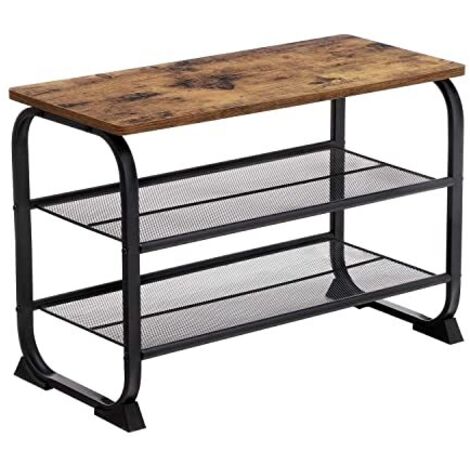 Vasagle Banc A Chaussures De Style Industriel Etagere A Chaussures Avec 2 Etages En Treillis Structure