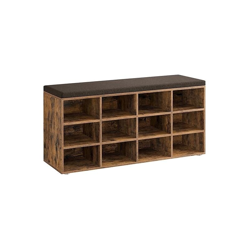 Vasagle Banc à Chaussures, Étagères Réglables, pour Couloir Salon, Marron,12 Compartiments