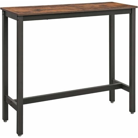 main image of "VASAGLE Bar Table, Narrow Rectangular Bar Table, Kitchen Table, Pub Dining High Table, Sturdy Metal Frame, 120 x 40 x 100 cm, Easy Assembly, Industrial Design, Rustic Brown and Black by SONGMICS LBT12X - Rustic Brown and Black"