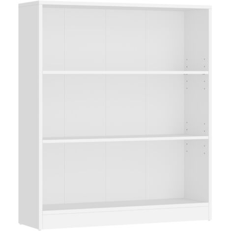 Vasagle – Bibliothèque 3 niveaux – Étagère ouverte 80 x 24 x 93 cm – Panneau d'aggloméré blanc – Pour livres et objets décoratifs