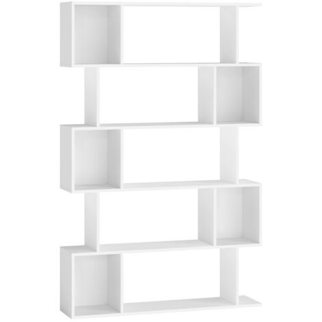 Vasagle – Bibliothèque 5 niveaux 24 x 90 x 159 cm – Panneaux d’aggloméré E1 15 mm – Capacité 30 kg par niveau – Meuble de rangement blanc nuage