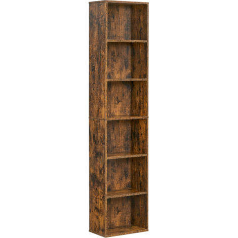 Vasagle – Bibliothèque 6 niveaux en aggloméré marron rustique – Dimensions 24 x 40 x 178,5 cm – Étagères réglables pour rangement optimal