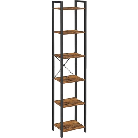 Vasagle – Bibliothèque 6 niveaux en bois aggloméré marron – Étagère ouverte pour bureau, salon, chambre – Dimensions 40 x 30 x 187,5 cm