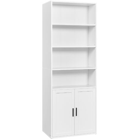 Vasagle – Bibliothèque blanche nuage 6 étagères ouvertes – Dimensions 24 x 60 x 175 cm – Panneaux aggloméré et MDF – Kit anti-basculement inclus
