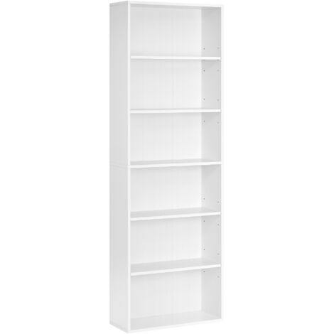 Vasagle – Bibliothèque blanche scandinave 6 niveaux – Dimensions 60 x 24 x 178,5 cm – Panneau d’aggloméré – Charge max 5 kg par niveau