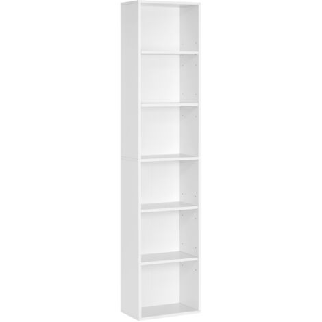 Vasagle – Bibliothèque blanche scandinave 6 niveaux – Dimensions 40 x 24 x 178,5 cm – Panneau d’aggloméré – Kit anti-basculement inclus