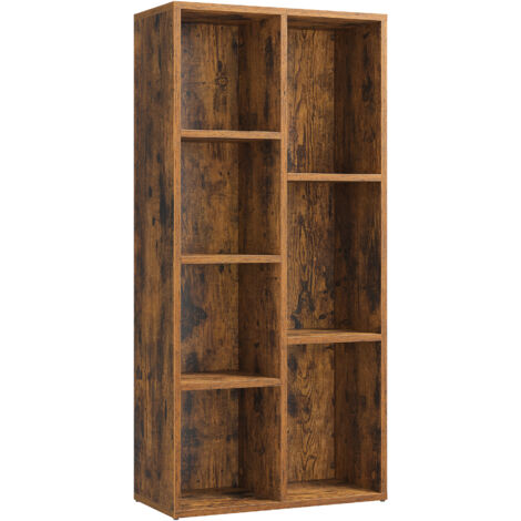 Vasagle – Bibliothèque cubique marron rustique 7 compartiments – Dimensions 50 x 24 x 106 cm – Panneau d’aggloméré E1 – Kit de montage inclus