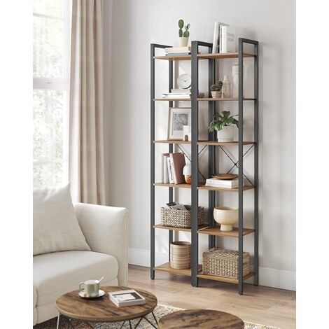 Vasagle – Bibliothèque enfant 6 niveaux – Meuble de rangement ouvert 30 x 40 x 187,5 cm – Panneau aggloméré et acier – Capacité 50 kg