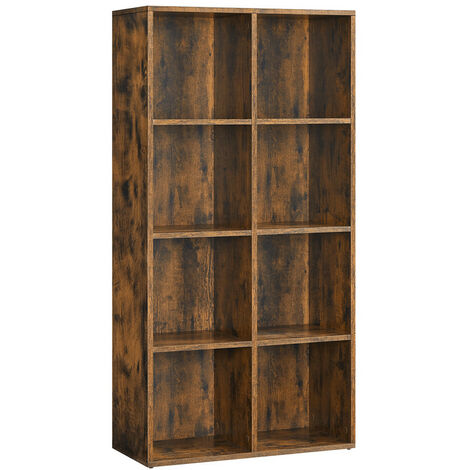 Vasagle – Bibliothèque enfant 8 compartiments – Dimensions 30 x 65,5 x 129,5 cm – Panneau d’aggloméré marron rustique – Meuble de rangement pour salon et chambre