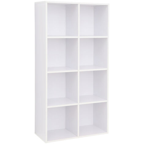Vasagle – Bibliothèque enfant blanche 8 compartiments – Dimensions 65,5 x 30 x 129,5 cm – Panneau d’aggloméré – Meuble de rangement moderne