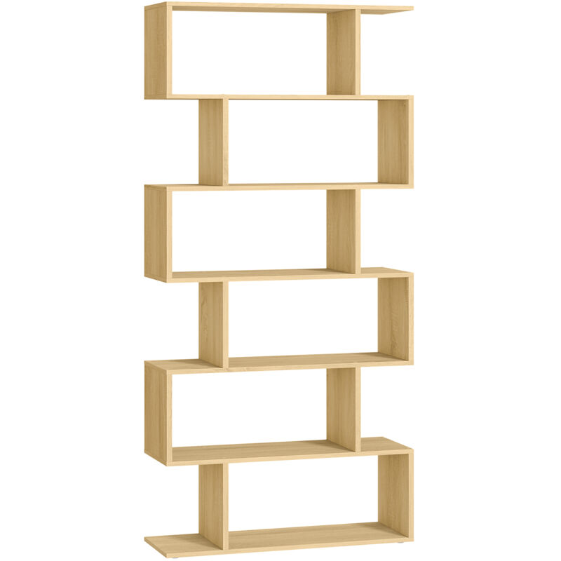 Bibliothèque, Étagère à 6 niveau, Meuble de rangement, Cloison Séparateur, pour Salon, Chambre, Bureau, Couleur Chêne Naturel - Vasagle