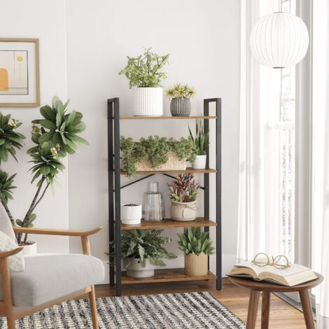 VASAGLE Étagère à 4 Niveaux, Bibliothèque avec Structure en Acier, Hauteur 120 cm, pour Salon, Bureau, entrée, Style Industriel, Grège et Noir par SONGMICS LLS060B02 - Grège et Noir