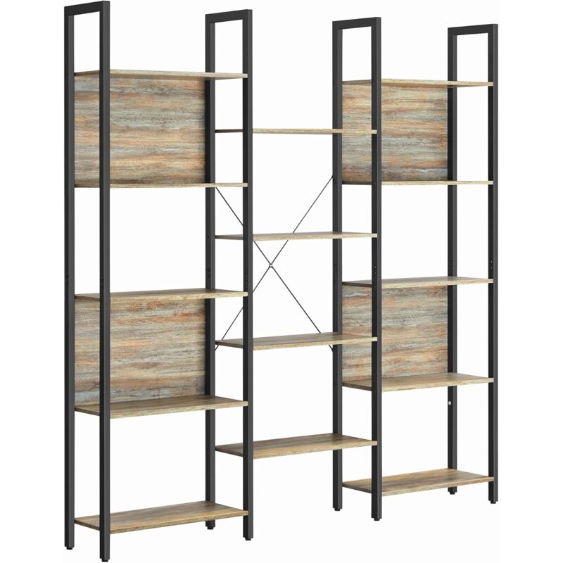 Songmics - vasagle Bibliothèque, Étagère de Rangement, avec 14 Compartiments, Cadre en Métal, pour Salon, Bureau, Style Industriel, 24 x 158 x 166