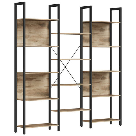 Vasagle – Bibliothèque industrielle 14 étagères – Cadre en métal et panneaux d'aggloméré – Dimensions 24 x 158 x 166 cm – Capacité 140 kg