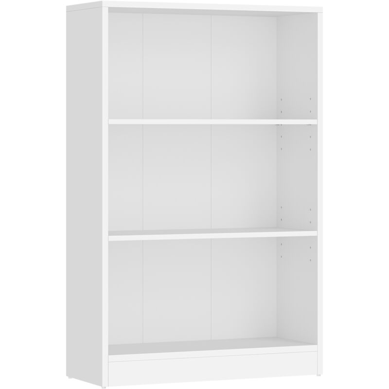 Bibliothèque, Étagère à 3 Niveaux, Meuble de Rangement, avec Étagères Réglables en Hauteur, pour Salon, Chambre, Bureau, 60 x 24 x 93 cm, Blanc par