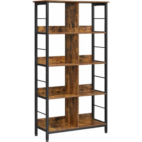 VASAGLE Bookcase, Bookshelf, Ladder Shelf 4-Tier, Display Storage Rack Shelf, for Office, Living Room, Bedroom, 80 x 33 x 149 cm, Industrial, Rustic Brown and Black LLS105B01