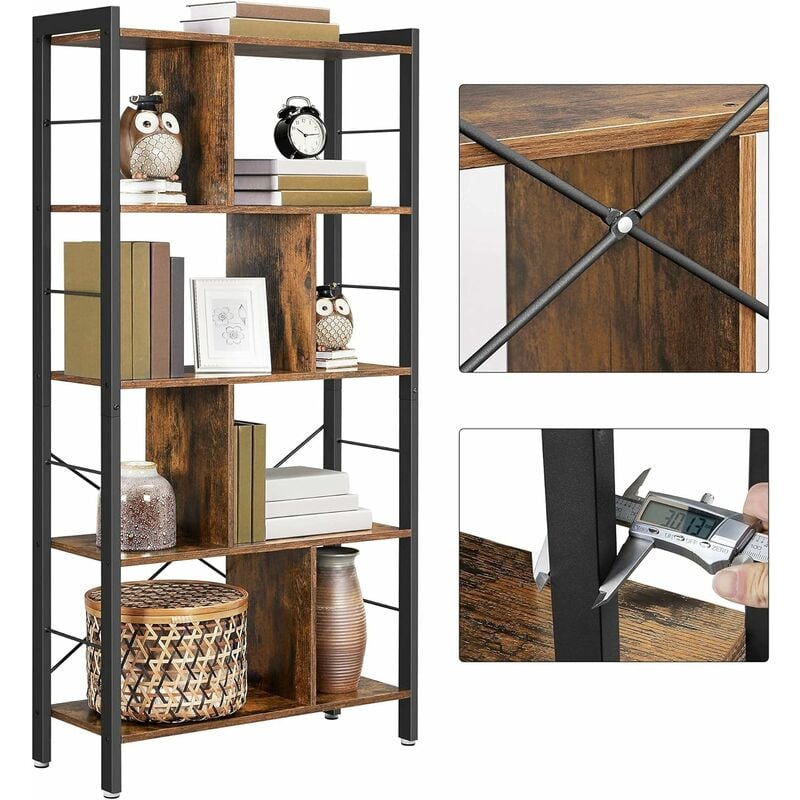 Rustic Brown Lbc12bx Industrial Bookcase Engineered Wood And Stable Iron Frame Vasagle Bookshelf Large 4 Tier Storage Rack In Living Room Office Study Simple Assembly Floor Standing Bookcase Home Kitchen Furniture Clinicadelpieaitanalopez Com