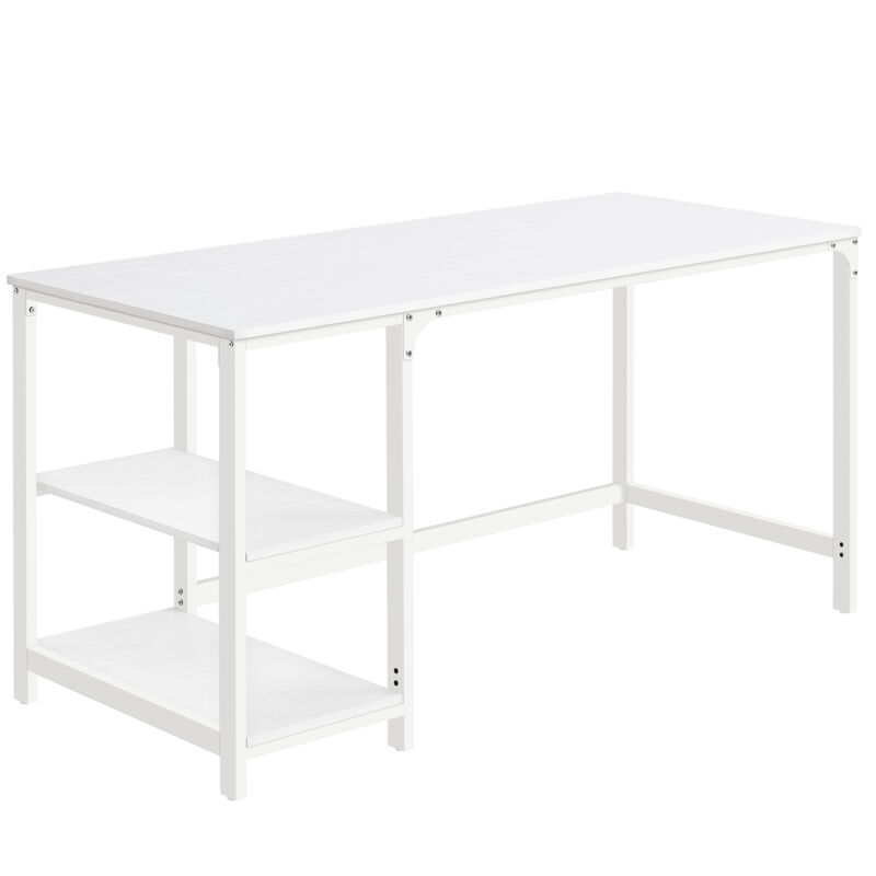 VASAGLE Bureau avec Rangement, Table d’Ordinateur, avec 2 Étagères Réversibles, Poste de Travail, pour Télétravail, Salon, Cadre en Acier, Style