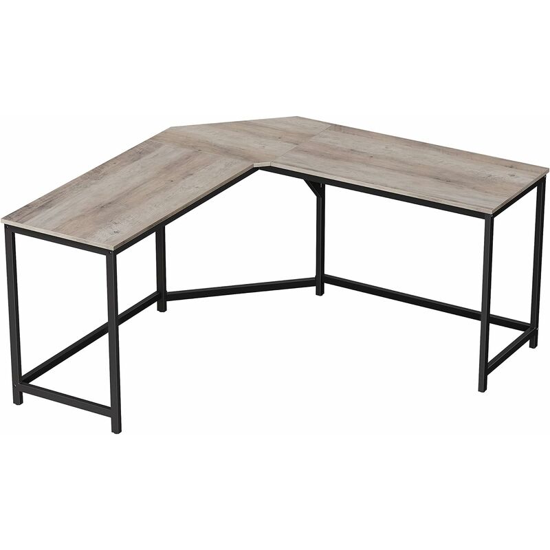 Vasagle - Bureau d'angle, Table en forme de l, pour travailler et réviser, bureau à domicile, gain d'espace, montage facile, style industriel, Grège