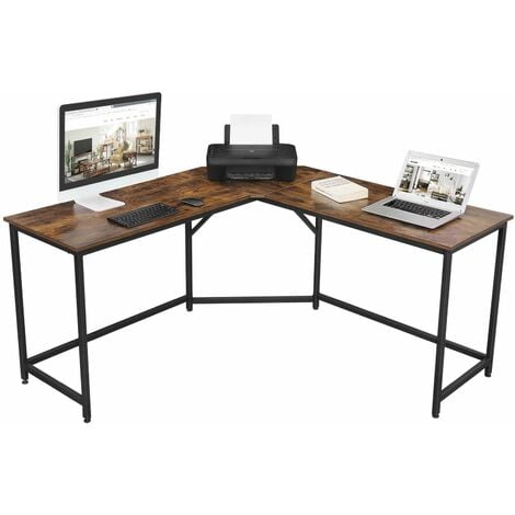 SONGMICS VASAGLE Bureau d’Angle, Table en Forme de L, pour Travailler et réviser, Bureau à Domicile, Gain d'espace, Montage Facile, Style Industriel, Marron