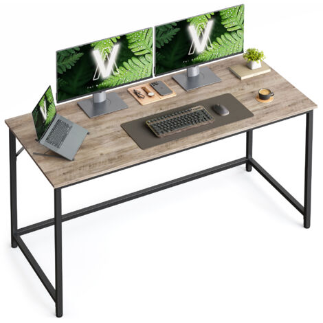 Vasagle – Bureau droit 140 x 60 x 75 cm – Métal noir et panneau aggloméré marron – Style industriel – Charge max 50 kg – Assemblage simple
