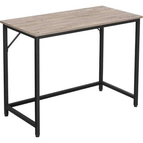 Vasagle – Bureau droit compact 100 x 50 x 75 cm – Métal noir et panneau aggloméré grège – Style industriel pour petits espaces – Assemblage simple