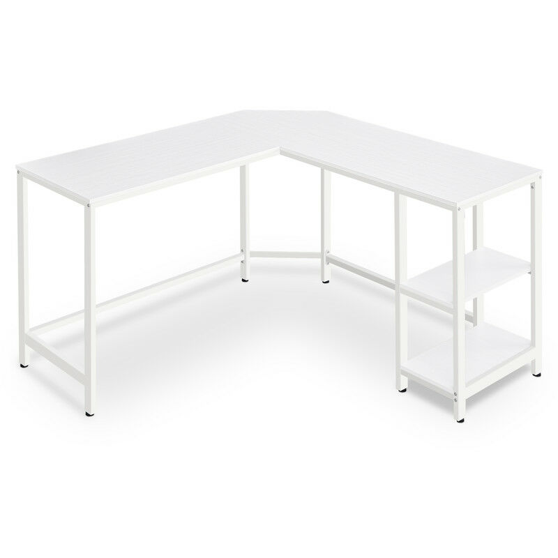 Vasagle - Bureau avec Rangement, Bureau d'Angle en l, Poste de Travail avec Étagères, Table, pour Télétravail, Gain de Place, Facile à Assembler,