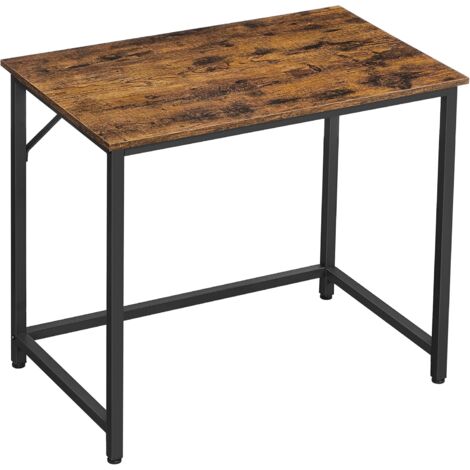 VASAGLE Bureau, Table, Poste de Travail, 80 x 50 x 75 cm, pour Bureau, Salon, Chambre, Assemblage Simple, Métal, Style Industriel,  Marron