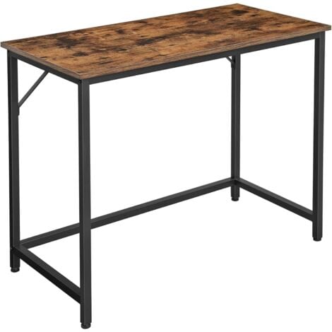 VASAGLE Bureau, Table, Poste de travail, petite taille, 100 x 50 x 75 cm, pour bureau, salon, chambre, assemblage simple, métal, style industriel, Marron