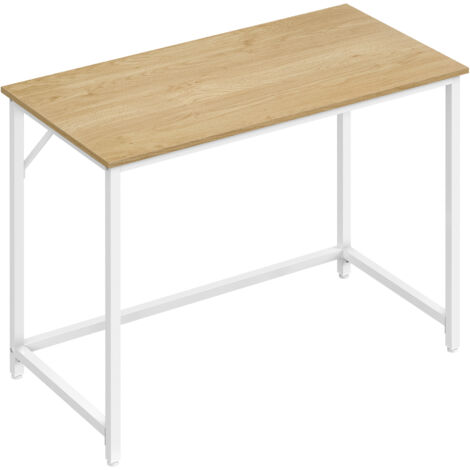 VASAGLE Bureau, Table, Poste de travail, petite taille, 100 x 50 x 75 cm, pour bureau, salon, chambre, assemblage simple, métal, style industriel, Blanc