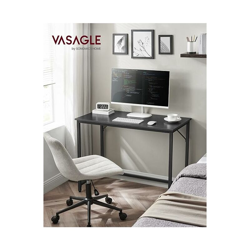 Vasagle - Table, Poste de Travail, pour Bureau, Chambre, 50 x 100 x 75 cm, Style Industriel, Cadre en Métal, Noir