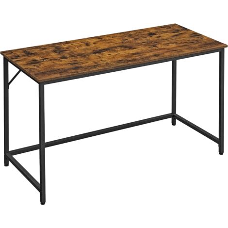 VASAGLE Bureau, Table, Poste de Travail, 140 x 60 x 75 cm, pour Bureau, Salon, Chambre, Assemblage Simple, Métal, Style Industriel, Marron